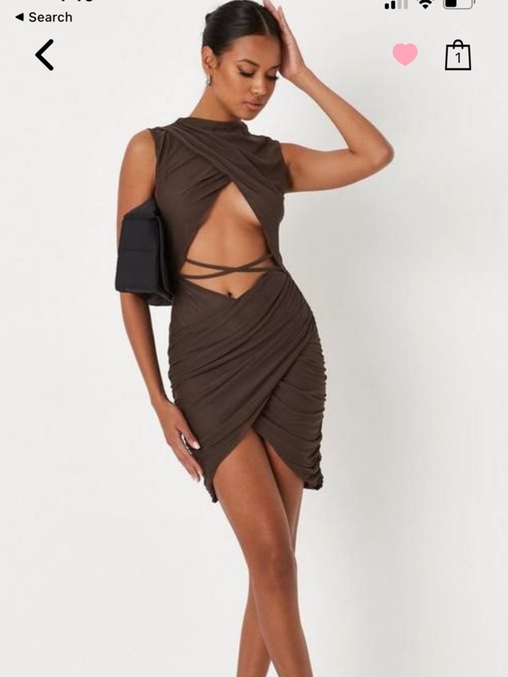 Missguided Brown Cutout Wrap Mini Dress
